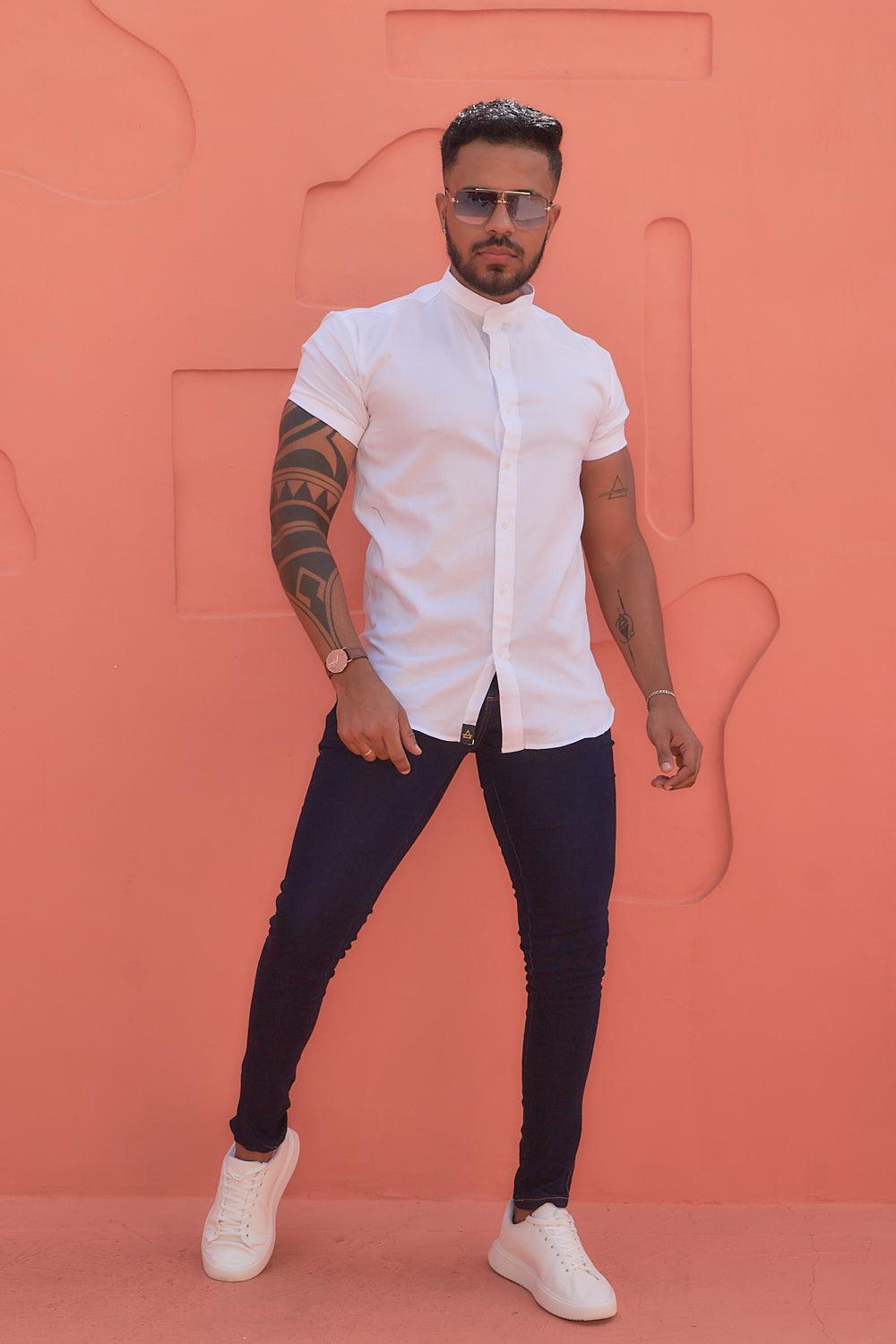 Camisa Branca Slim Fit Gola Padre - invictacamisaria